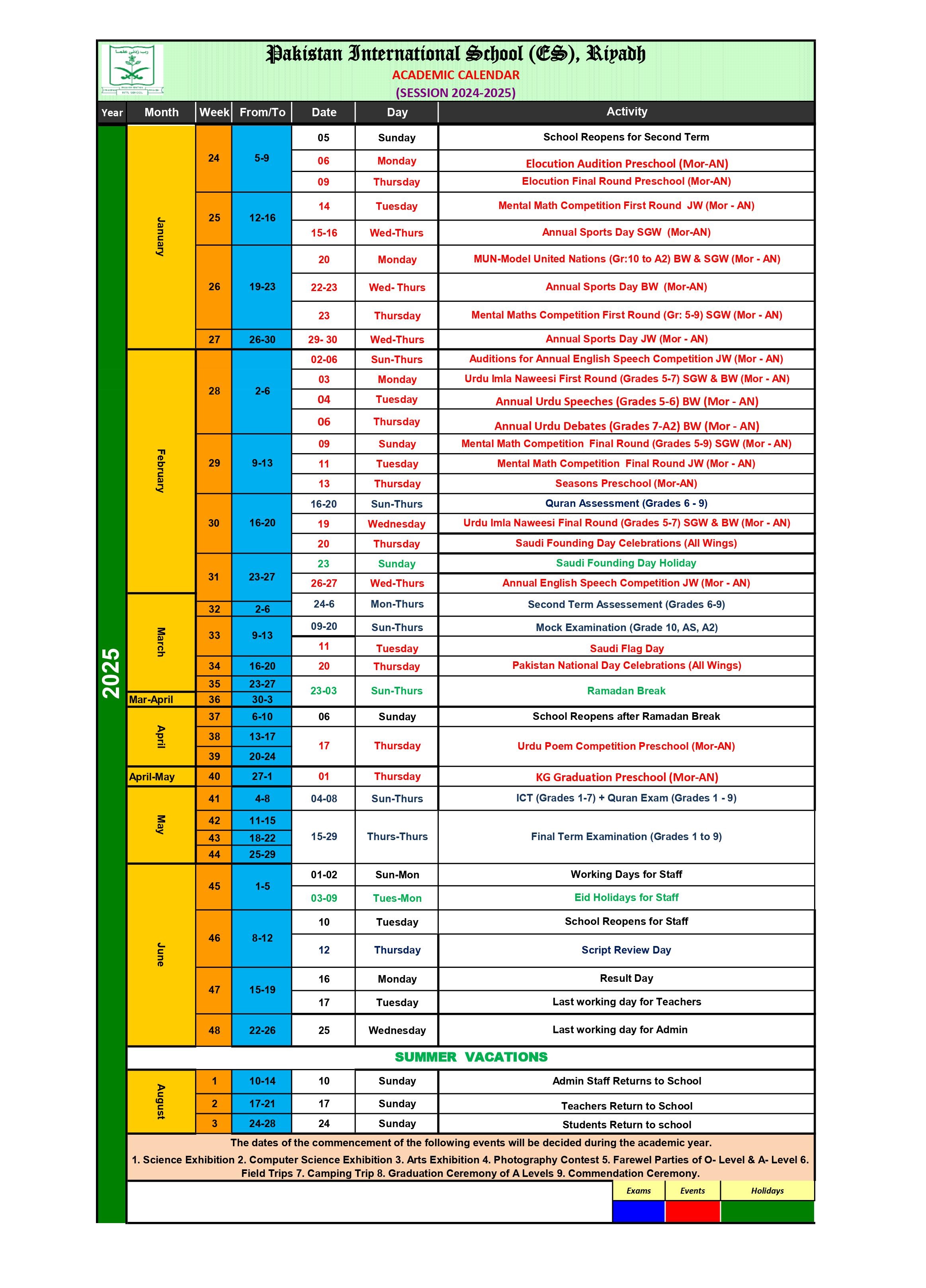 Pakistan International School English Section (PISES), Riyadh